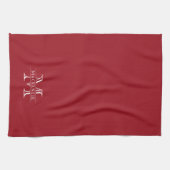 Editierbare Farben Klassischer Grenzname Monogramm Geschirrtuch (Horizontal)