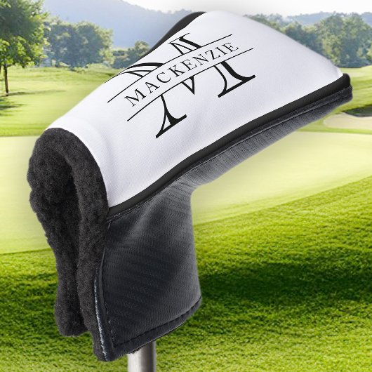 Editierbare Farben Klassischer Grenzname Monogramm Golf Headcover