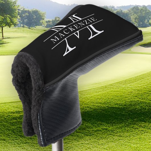 Editierbare Farben Klassischer Grenzname Monogramm Golf Headcover