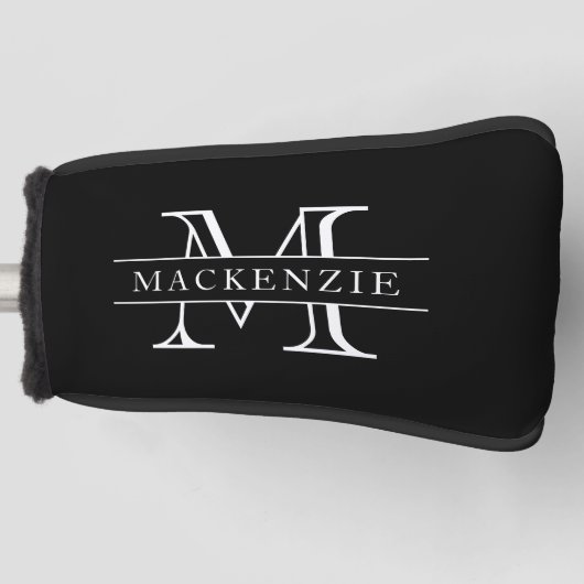 Editierbare Farben Klassischer Grenzname Monogramm Golf Headcover (Vorderseite)