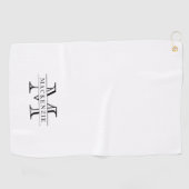 Editierbare Farben Klassischer Grenzname Monogramm Golfhandtuch (Horizontal)