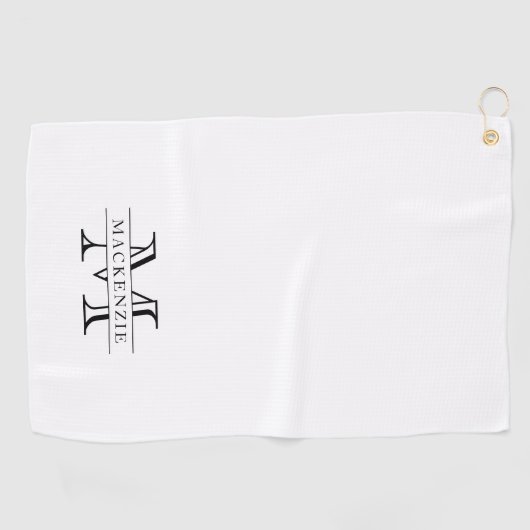 Editierbare Farben Klassischer Grenzname Monogramm Golfhandtuch (Horizontal)