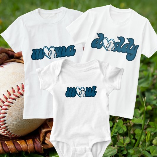 Editierbare Farben Mama Liebe Baseball Matching Mi T-Shirt