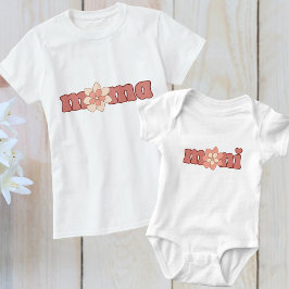 Editierbare Farben Mama mit Blume Match Mini T-Shirt
