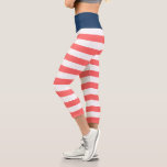 Editierbare Farben mit weißen Streifen Capri Leggings<br><div class="desc">Leggings mit weißem Streifen und bearbeitbarer Hintergrundfarbe im nautischen Stil,  klicken Sie auf die Schaltfläche Anpassen,  um die Hintergrundfarbe der Vorder- und Taillenschicht zu ändern. *Bitte beachten Sie,  dass das Zazzle-Wasserzeichen,  das in der Zoomvorschau angezeigt wird,  NICHT auf dem gedruckten Endprodukt erscheint. © Rosewood and Citrus</div>