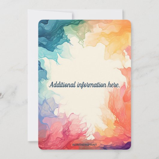 Editierbare farbenfrohe Flammen Einladung (Rückseite)