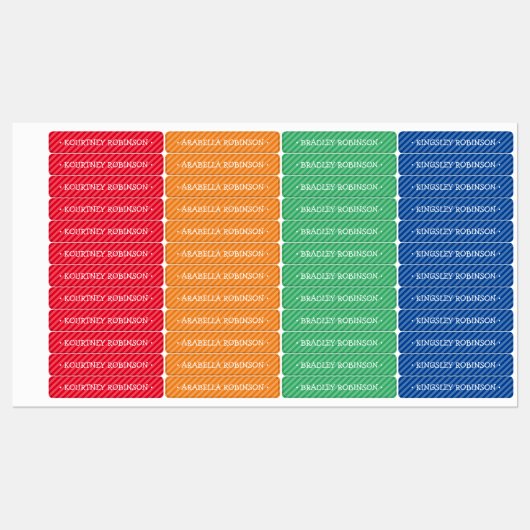 Editierbare farbenfrohe Schulkinder Name Etiketten (Blatt)