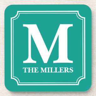 Editierbare Farbfamilie Name Bar Pub Diner Monogra Untersetzer