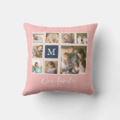 Editierbare Farbmonogramm Unsere FamilienfotoColla Kissen (Rückseite)