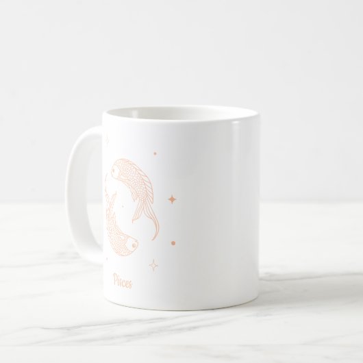 Editierbare Farbpfirsiche Zodiac-Zeichen Kaffeetasse (Vorderseite Links)
