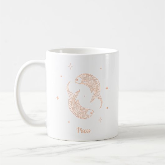 Editierbare Farbpfirsiche Zodiac-Zeichen Kaffeetasse (Links)