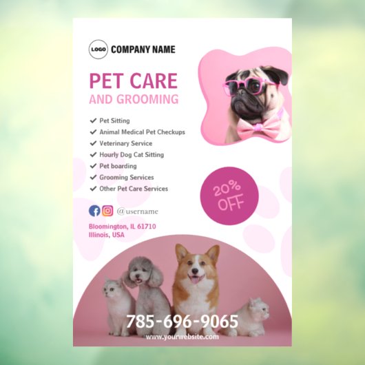 Editierbare Fensterklammern für Pet Care Services Fensteraufkleber (Blatt 3)