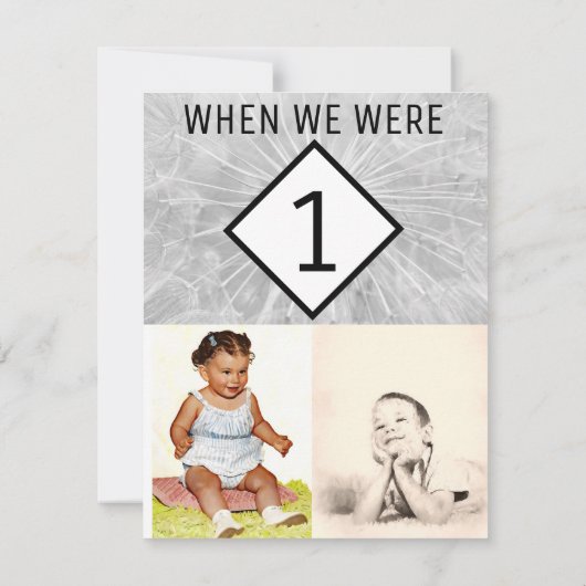 Editierbare Foto-Tischnummern, als wir jünger ware Einladung (Rückseite)