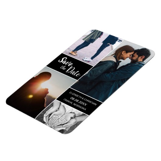 Editierbare FotoCollage Modern Save the Date Magnet (Linke Seite)