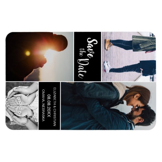 Editierbare FotoCollage Modern Save the Date Magnet (Horizontal)