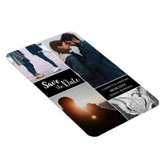 Editierbare FotoCollage Modern Save the Date Magnet (Rechte Seite)