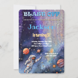Editierbare Geburtstagsparty im Weltraum Einladung