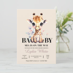 EDITIERBARE Giraffe-Baby-Party Mädchen-Baby-Party Einladung