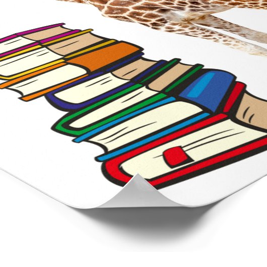 Editierbare Giraffe mit Bücherstapel, die Nook les Poster (Ecke)
