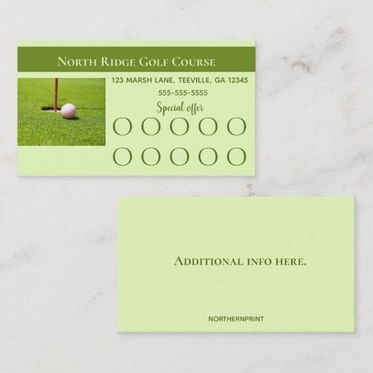 Editierbare Golf Loyalty Card Treuekarte (Vorne/Hinten)