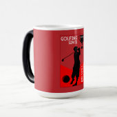 Editierbare Golfers Geburtstagsgeschenk Verwandlungstasse (Vorderseite Links)
