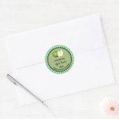 Editierbare Green Gingham Apple Butter Label Stick Runder Aufkleber (Umschlag)