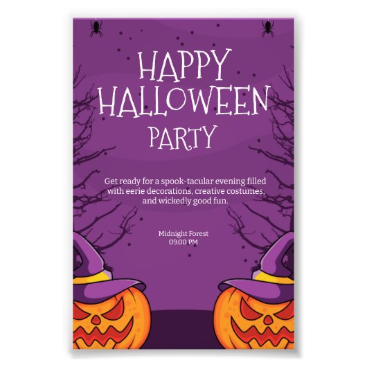 Editierbare Halloween-Einladung, Halloween-Party Fotodruck (Vorne)