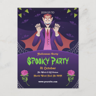 Editierbare Halloween-Einladung, Halloween-Party Postkarte