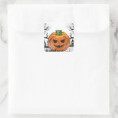 Editierbare Halloween-Einladung, Halloween-Party Quadratischer Aufkleber (Tasche)