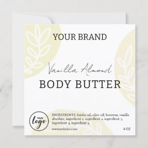 Editierbare, herunterladbare Body Butter Labels Einladung
