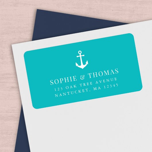 Editierbare Hintergrundfarbe Ankerfarben-Rücksende Adressaufkleber
