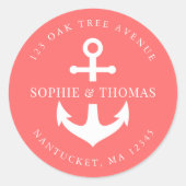 Editierbare Hintergrundfarbe Ankerfarben-Rücksende Runder Aufkleber (Vorderseite)