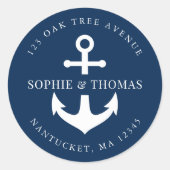 Editierbare Hintergrundfarbe Ankerfarben-Rücksende Runder Aufkleber (Vorderseite)