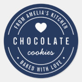 Editierbare Hintergrundfarbe gebacken mit Liebe Runder Aufkleber (Vorderseite)