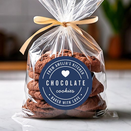 Editierbare Hintergrundfarbe gebacken mit Liebe Runder Aufkleber