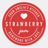 Editierbare Hintergrundfarbe hausgemacht mit Liebe Runder Aufkleber (Vorderseite)