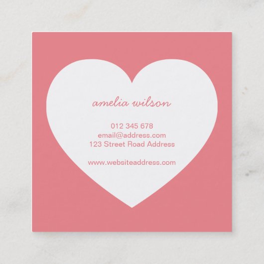 Editierbare Hintergrundfarbe hergestellt mit Liebe Quadratische Visitenkarte (Rückseite)