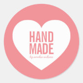 Editierbare Hintergrundfarbe Modernes Herz handgef Runder Aufkleber (Vorderseite)