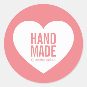 Editierbare Hintergrundfarbe Modernes Herz handgef Runder Aufkleber