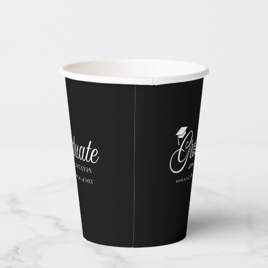 Editierbare Hintergrundfarbe Mortarboard Graduate Pappbecher (Rechts)