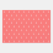 Editierbare Hintergrundfarbe Weißer Anker Nautic Geschenkpapier Set (Vorderseite)