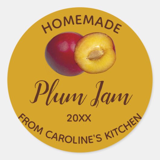 Editierbare Homemade Plum Jam Runder Aufkleber (Vorderseite)