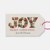 Editierbare Joy Weihnachten | Patchwork  Geschenkanhänger (Vorderseite (Horizontal))