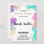 Editierbare Kids Art Party Card mit Splash Design Einladung (Vorderseite)