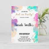 Editierbare Kids Art Party Card mit Splash Design Einladung (Stehend Vorderseite)