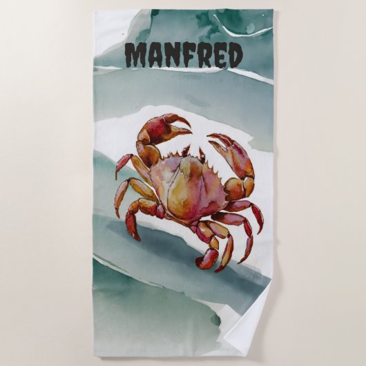 Editierbare Krabbe Strandtuch (Vorderseite)