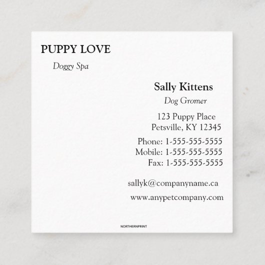 Editierbare Liebe Paw Prints Quadratische Visitenkarte (Rückseite)