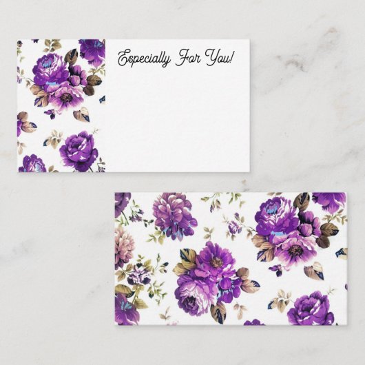 Editierbare Lila Blume Shop Bouquet Message Card Visitenkarte (Vorne/Hinten)