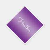 Editierbare Lila Violettfarbe und Weißschrift Serviette (Ecke)