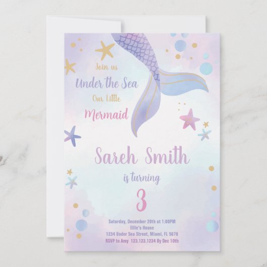 Editierbare Mädchen unter dem Party Einladung (Vorderseite)